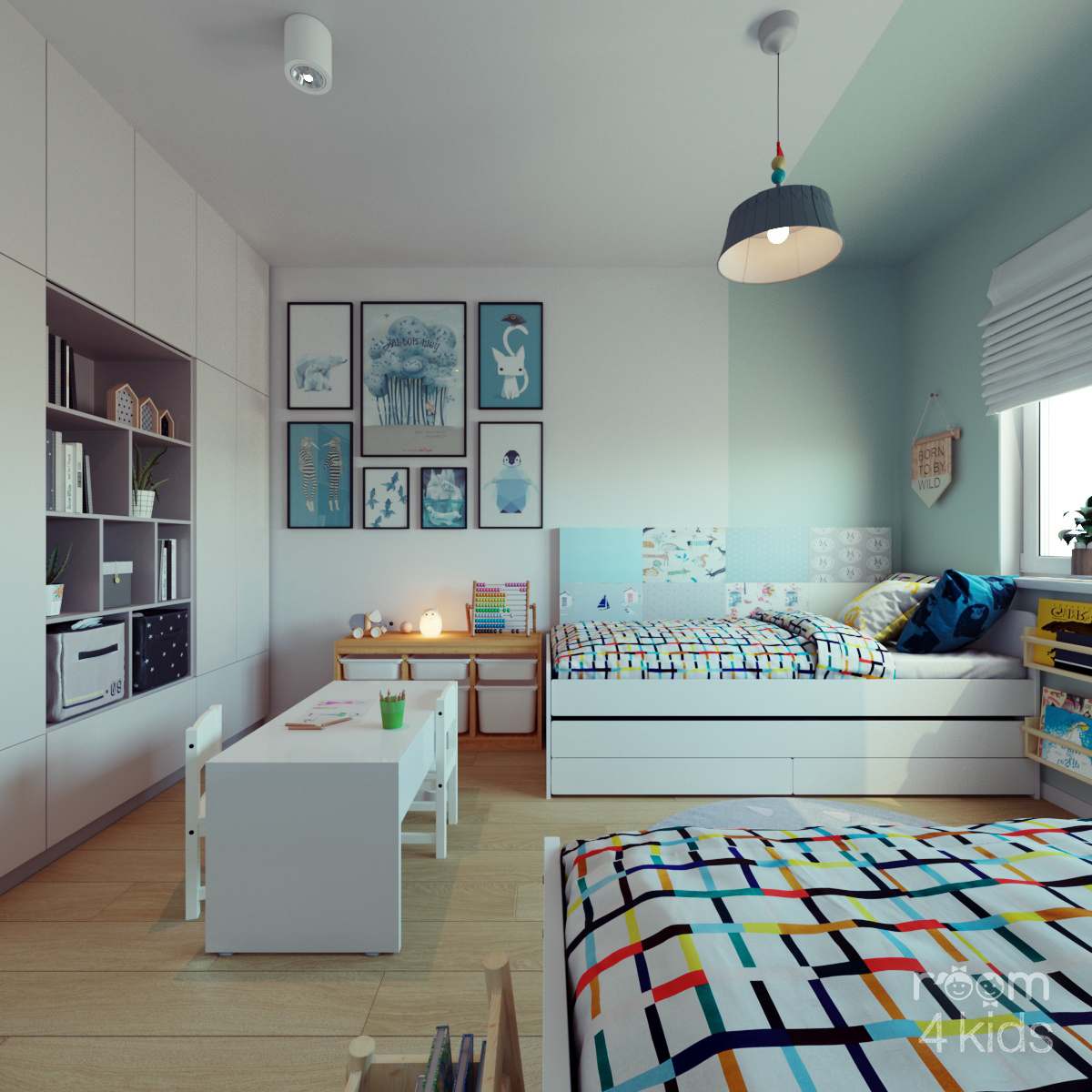 Pokój rodzeństwa v1, Projekt - ROOM 4 KIDS, Pokoje dla dzieci _ 3 Pokój rodzeństwa v1, Projekt: ROOM 4 KIDS - Pokoje dla dzieci (3)