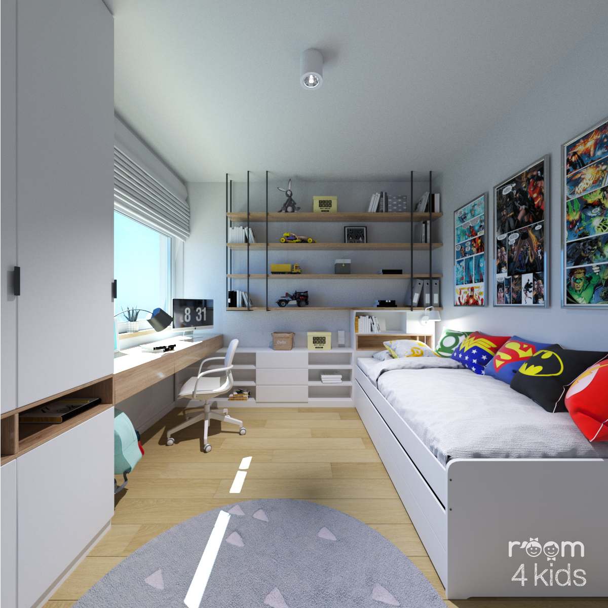 Pokój ucznia - 9 latka, Projekt - ROOM 4 KIDS, Pokoje dla dzieci _ 1 Pokój ucznia - 9 latka, Projekt: ROOM 4 KIDS - Pokoje dla dzieci (1)