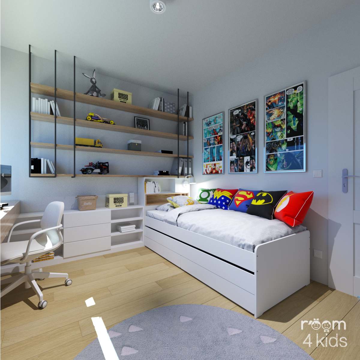 Pokój ucznia - 9 latka, Projekt - ROOM 4 KIDS, Pokoje dla dzieci _ 2 Pokój ucznia - 9 latka, Projekt: ROOM 4 KIDS - Pokoje dla dzieci (2)