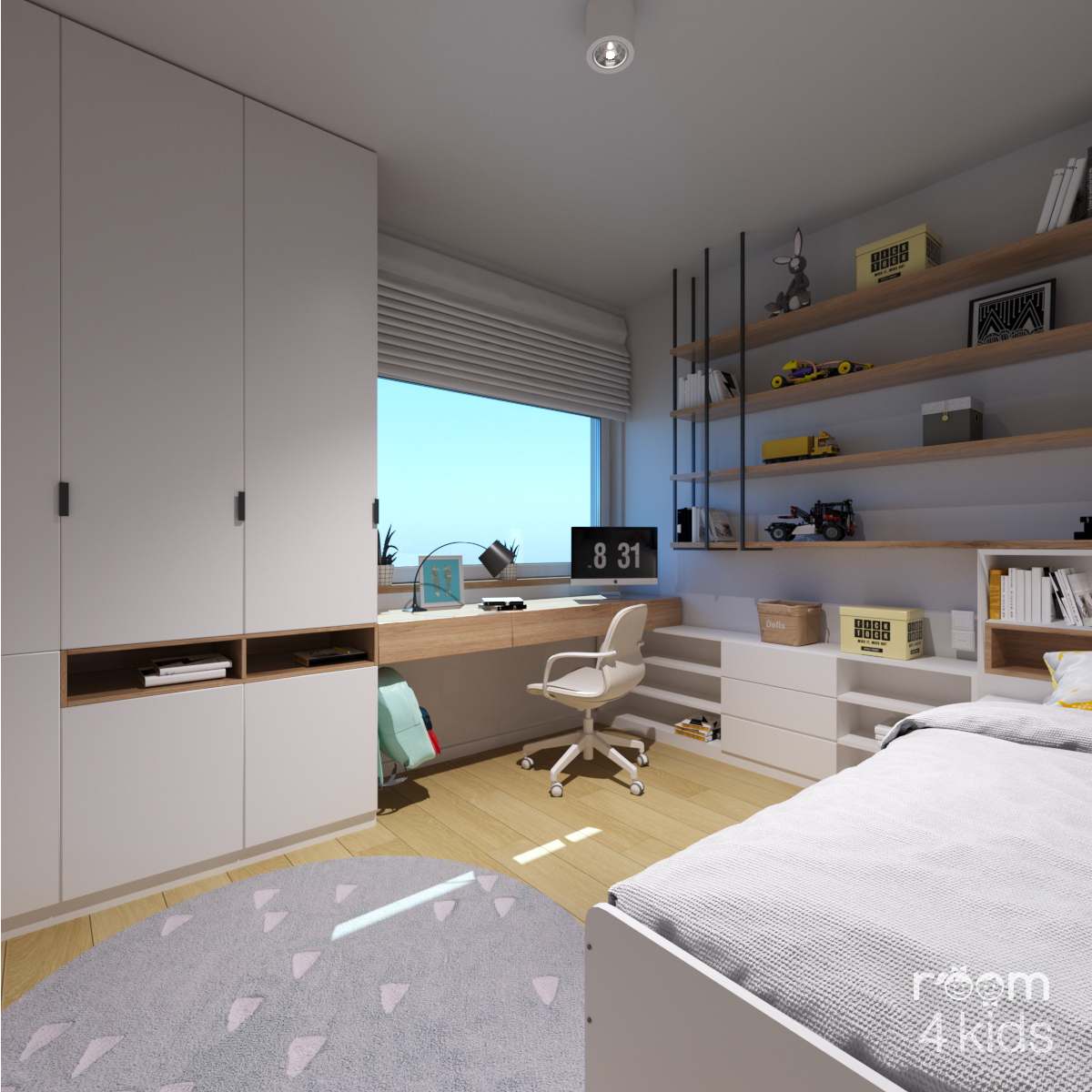 Pokój ucznia - 9 latka, Projekt: ROOM 4 KIDS - Pokoje dla dzieci (3)